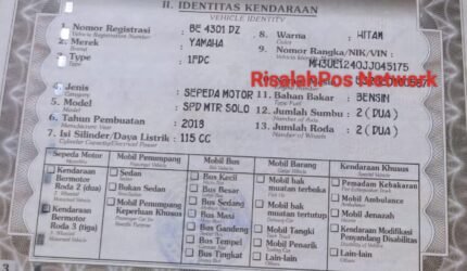 Berita Kehilangan STNK Sepeda Motor Atas Nama Pemerintah Daerah Lampung Selatan