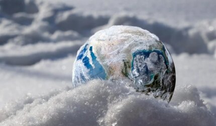 Pembekuan Planet Bumi Perubahan Iklim Es Salju yang Membeku