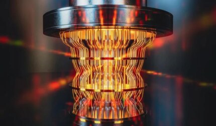 Unit Komputer Kuantum Bersinar Futuristik