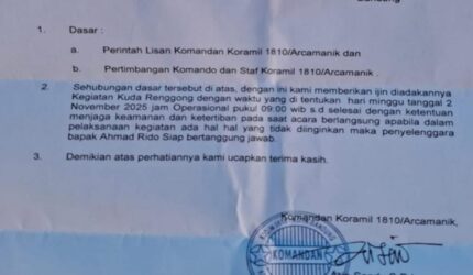 Viral Koramil Keluarkan Surat Izin Keramaian yang Harusnya Kewenangan Polisi, Komandan Ditindak!