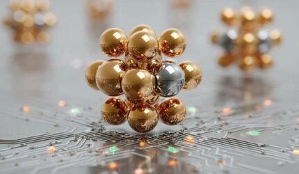 Konsep Seni Komputer Kuantum Nanoclusters Emas